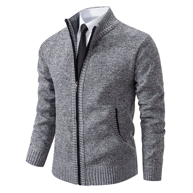 Men's Fleece Zip Cardigan Jacket — Warm Casual Layering Piece