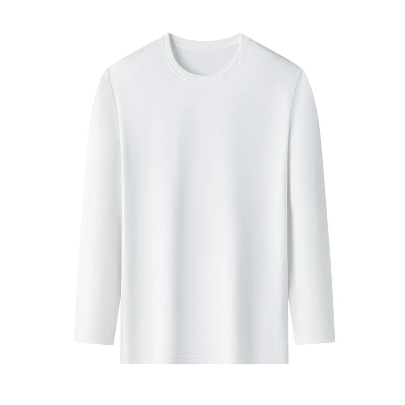 Men's Solid Color Round Neck Cotton Long Sleeve Tee — Everyday Essential