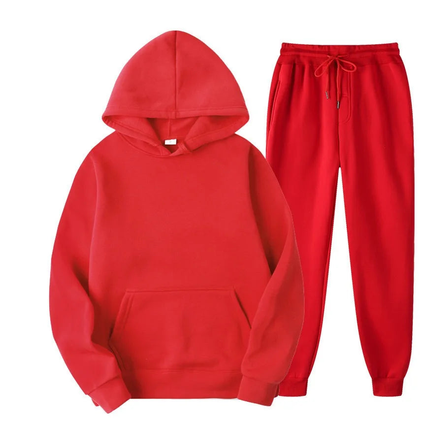 Men's Solid Color Hoodie & Pants Tracksuit Set – Fashionable Casual Sport (S–3XL)