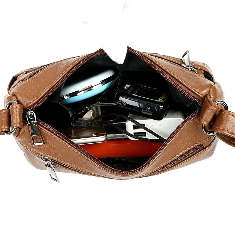 Soft PU Leather Hobo Crossbody Bag – Multilayer Mummy Shoulder Bag for Women