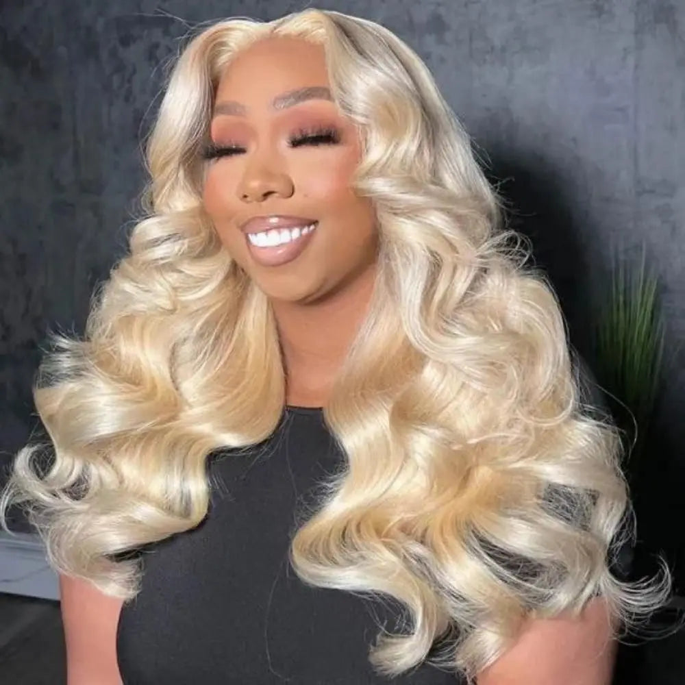 34 Inch 613 13x6 Lace Front Wig Human Hair Body Wave Blonde Lace Frontal Wigs for Women 200 Density Natural Hairline