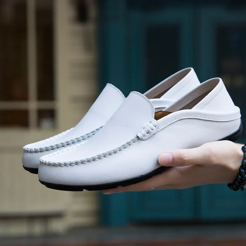 Men's Cow Leather Slip-On Boat Loafers