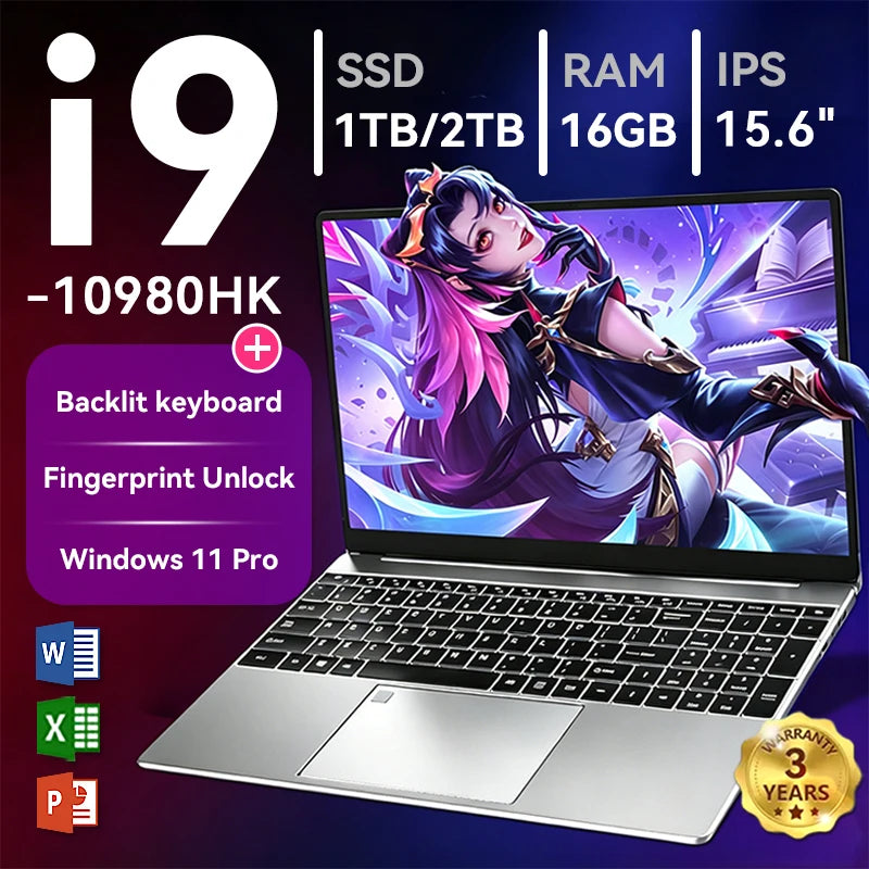 15.6" Intel Core i9-10980HK Gaming Laptop – 16GB DDR4, Up to 2TB SSD, Windows 11 Pro