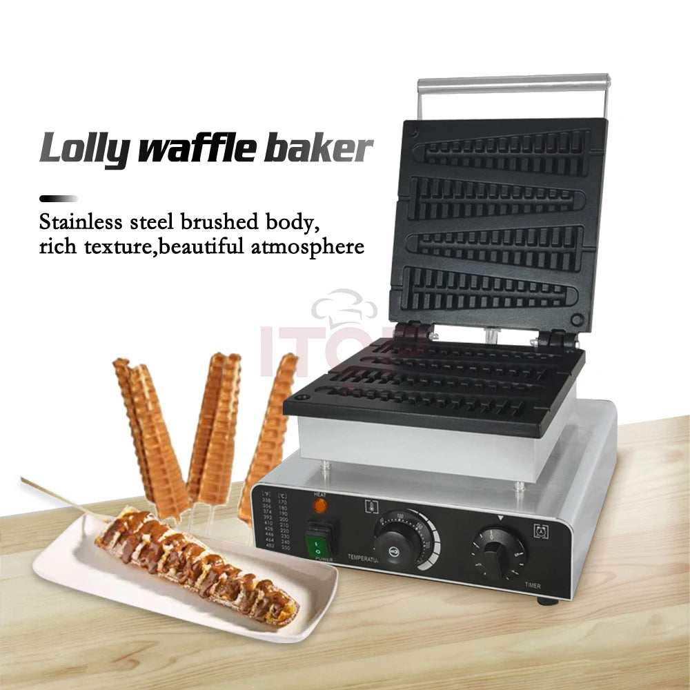 ITOP Electric Waffle Maker – Pine Tree Mould, Non-Stick Cast Iron Pan, Waffle Stick Machine, 110V/220V