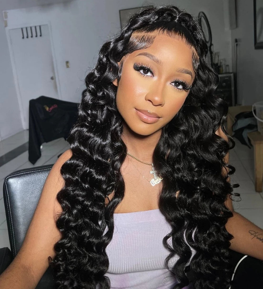 40 Inch Loose Deep Wave Lace Front Human Hair Wig Brazilian Nature Wave Curly Wigs Human Hair 13x6 HD Lace Frontal Wig For Women