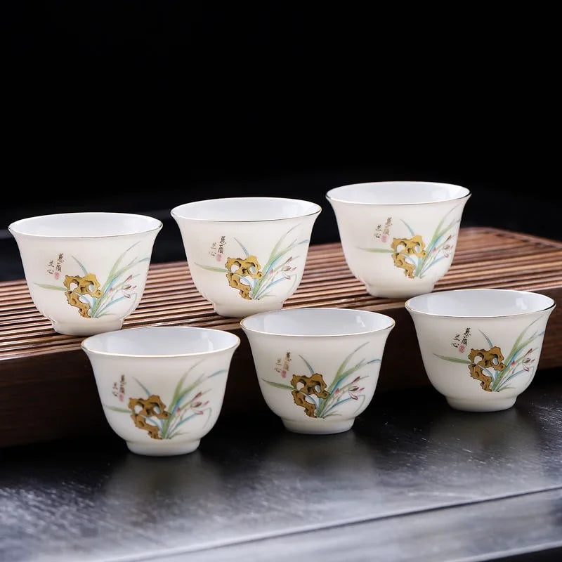 Porcelain Teacup Set – Six 60ml Tea Tasting Cups