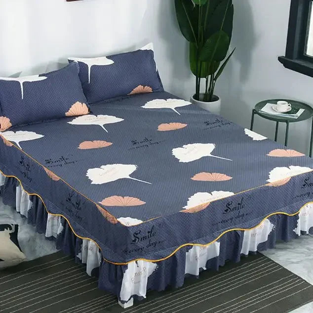Cotton Quilted Bed Skirt – Double-Thickened Non-Slip Breathable Mattress Cover