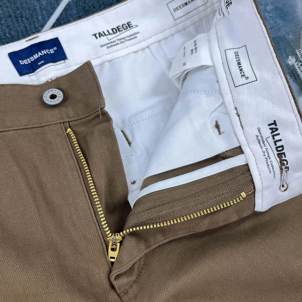 Men's Heavyweight Work Pants – Retro Straight Leg Stretch Cotton Trousers