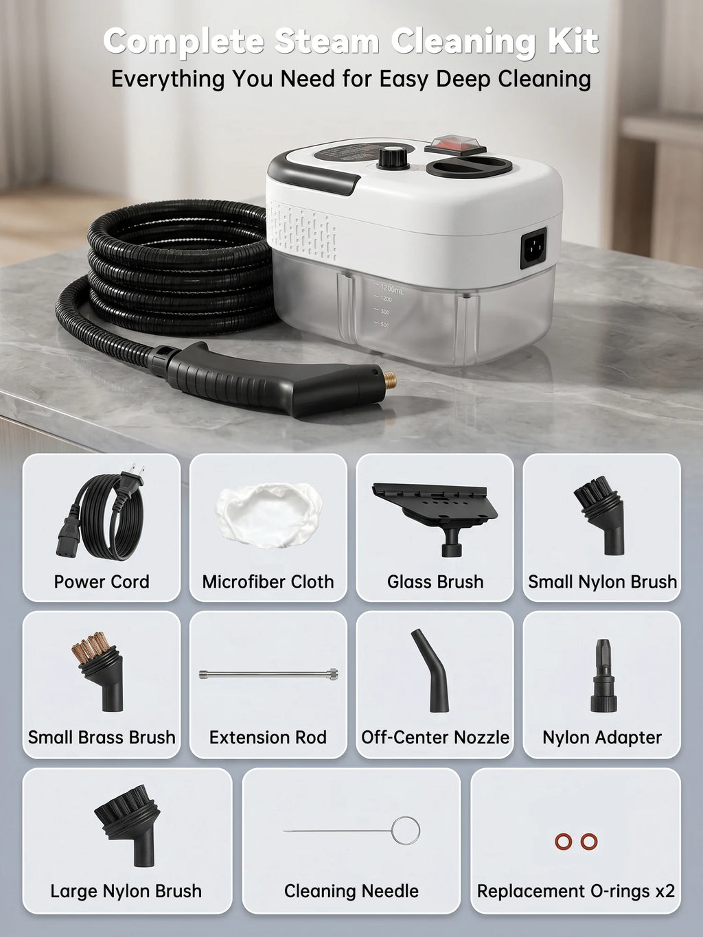Handheld Steam Cleaner – 2500W, 6 Levels & 1.2L Tank