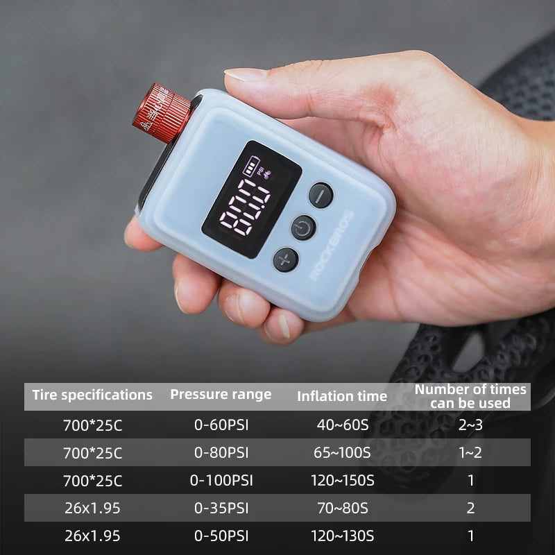 ROCKBROS Pocket Electric Bike Tire Pump with Digital Display