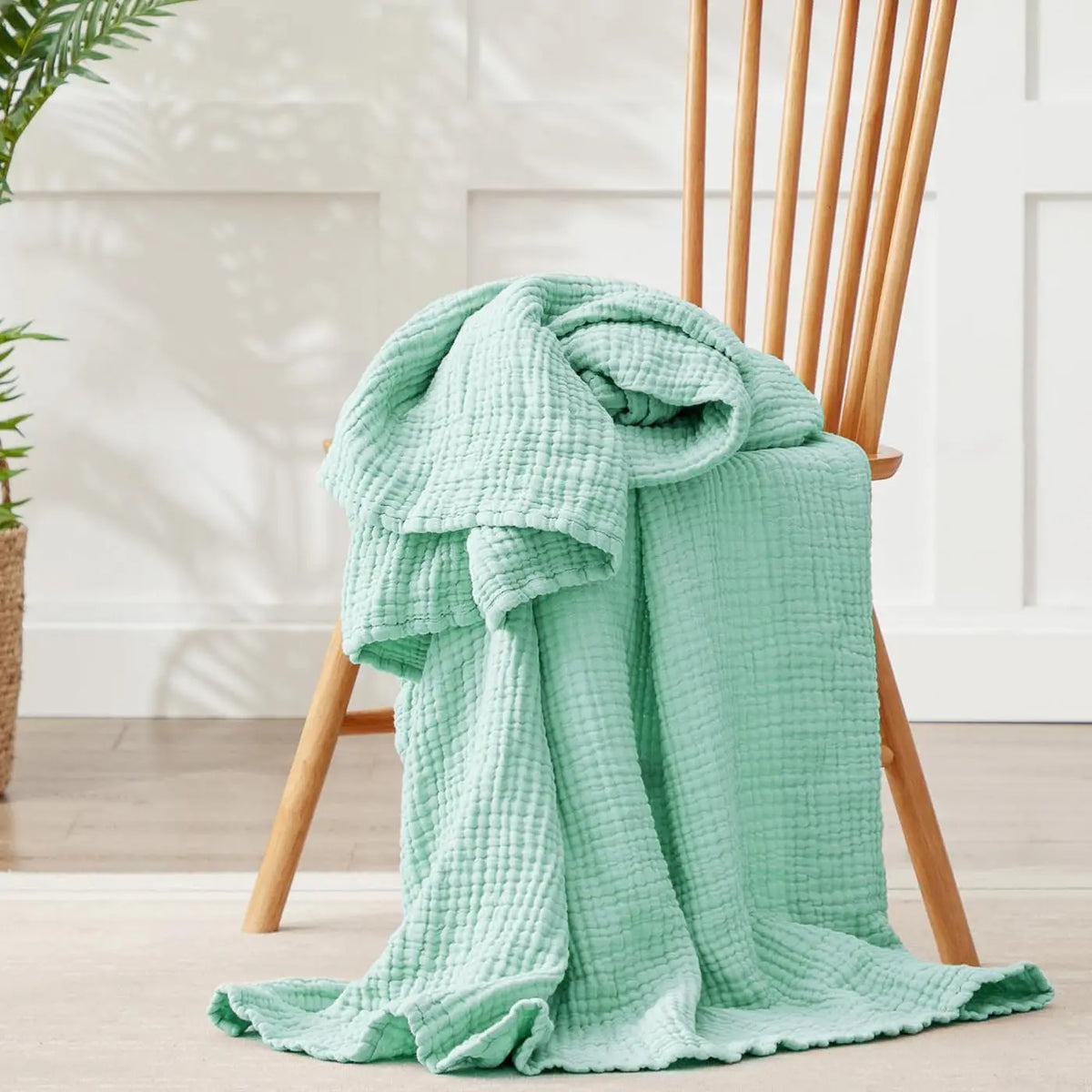 6-Layer Cotton Muslin Swaddle Blanket – Foldable Breathable Infant Wrap, Sofa Cover & Travel Blanket