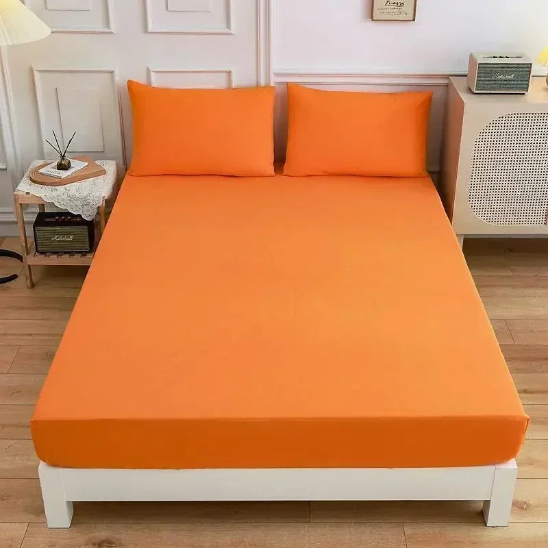 High-Quality Elastic Fitted Sheet – Solid Color Mattress Cover, 80–200cm, Single to King