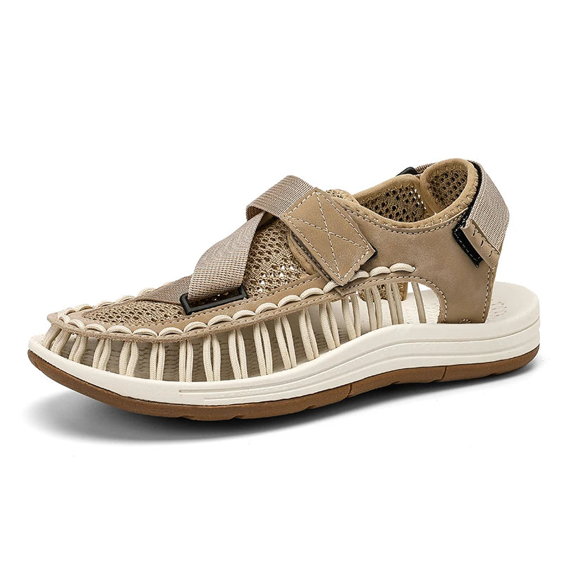 Men's Handmade Woven Beach Sandals – Breathable Casual Flat Sandals