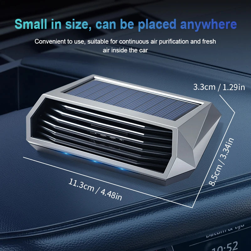 Solar and USB Car Ozone Generator, Dark Grey