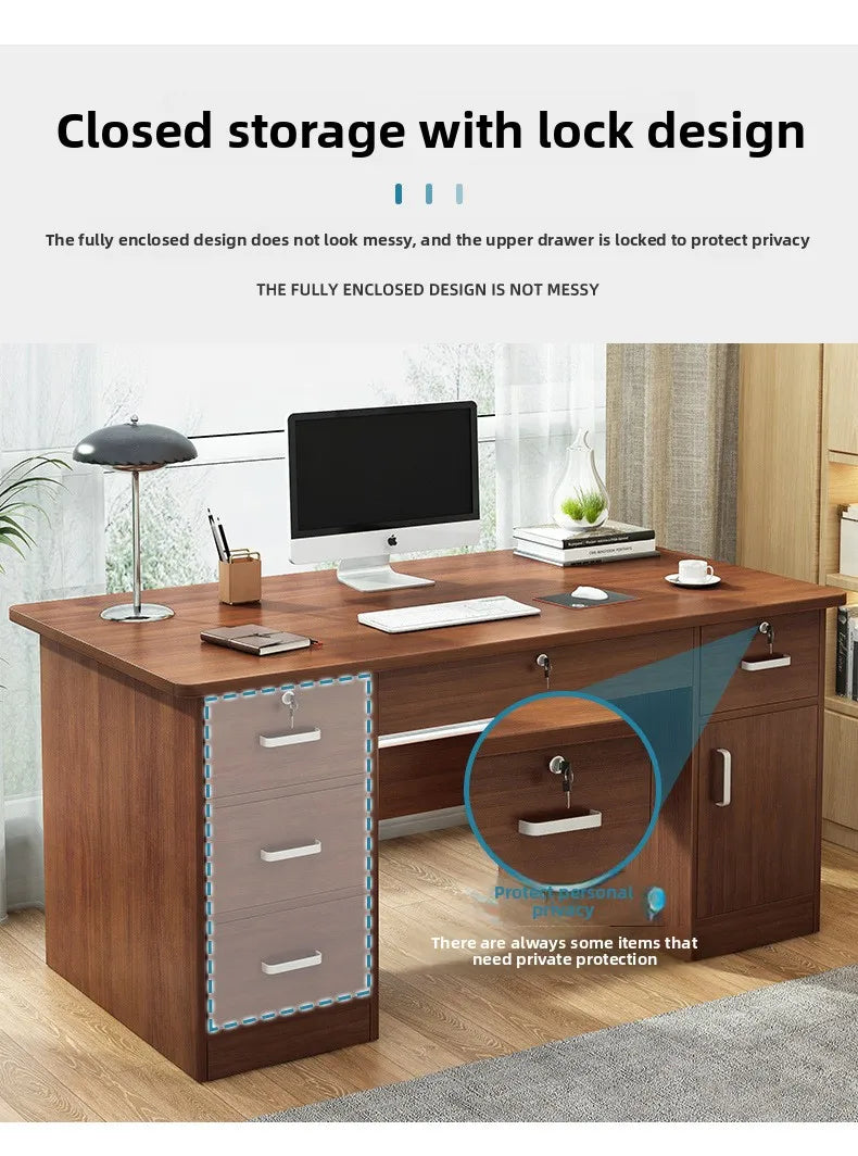 Modern Minimalist Writing & Computer Desk — Durable Wood Office Desk in Oak & Dark Walnut