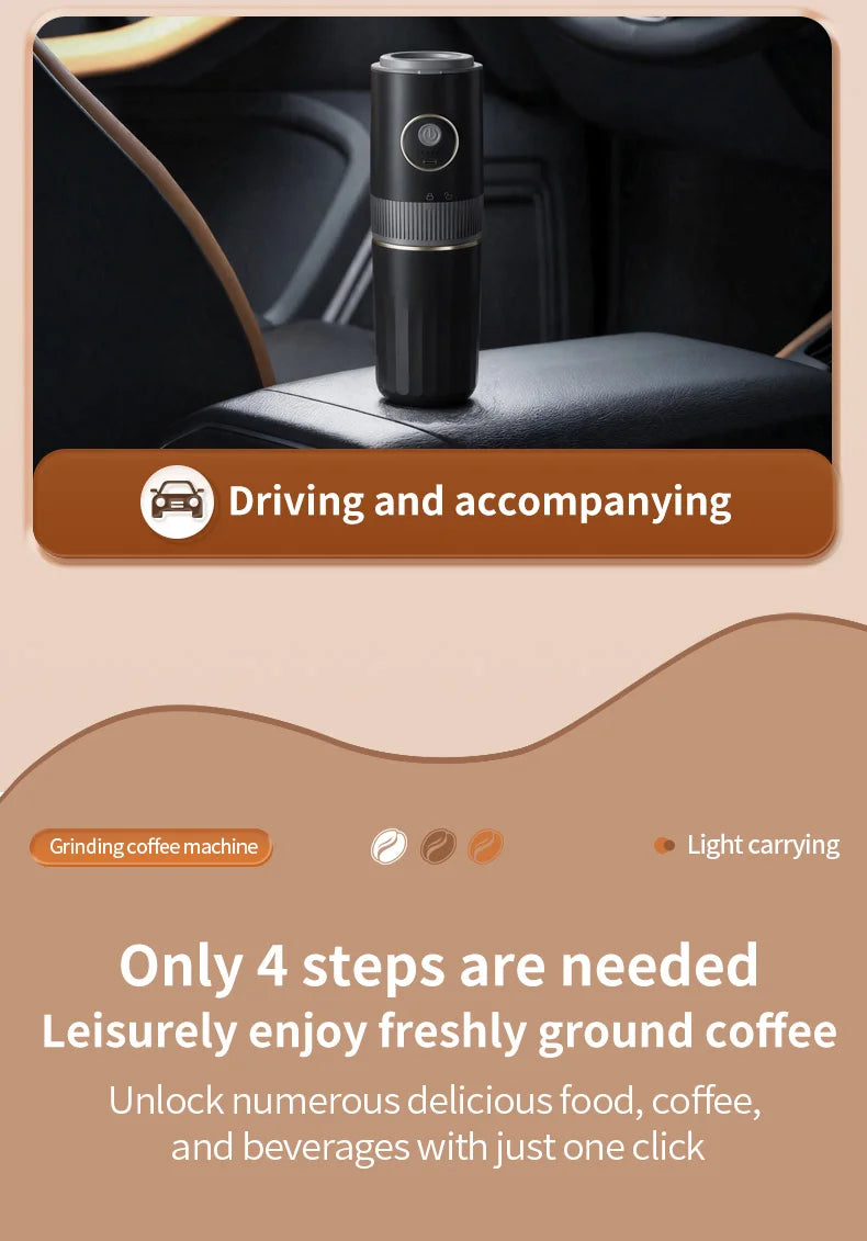 3-in-1 Portable Capsule Espresso Coffee Maker – Type-C Rechargeable, Automatic, for Car, Home & Camping