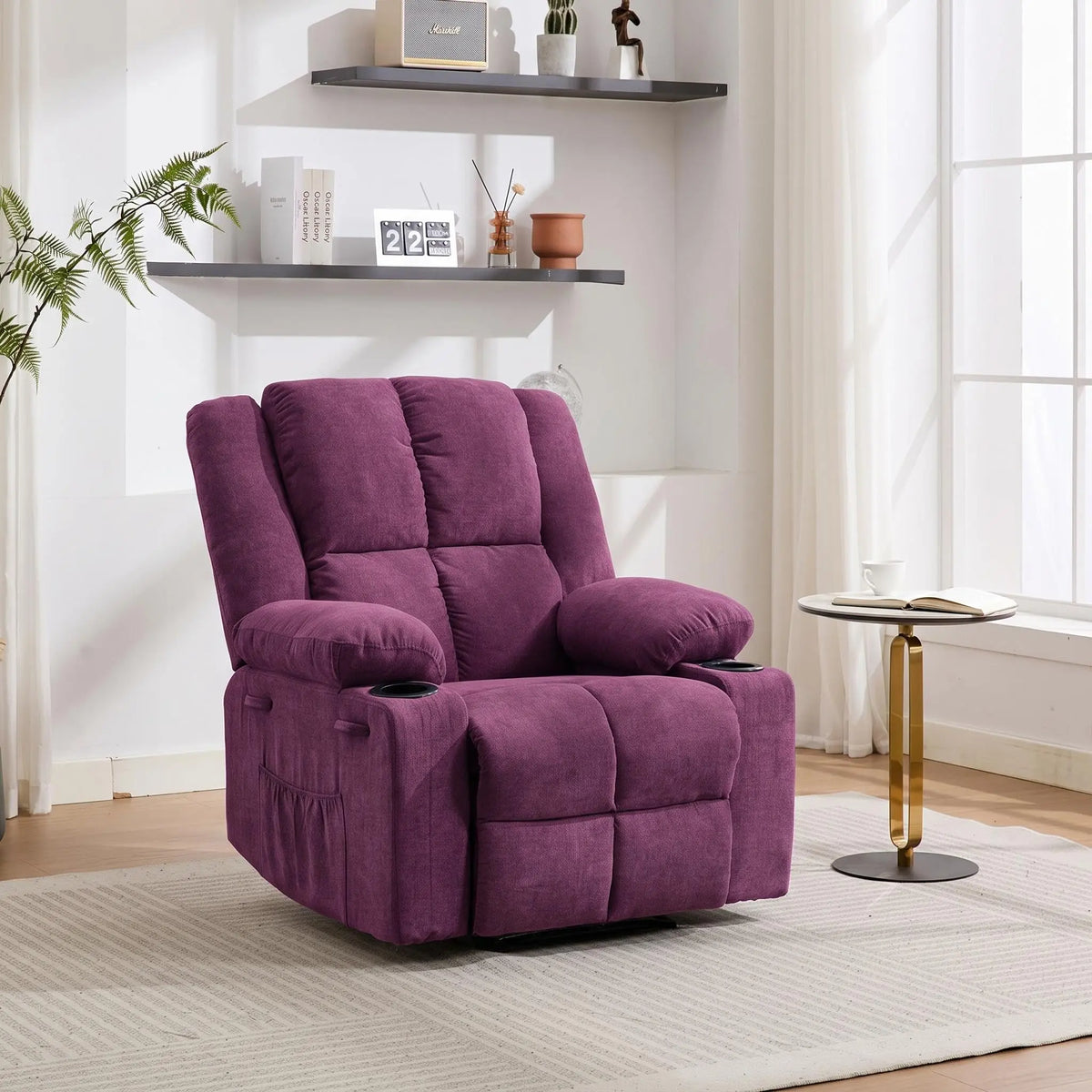 Massage Recliner Chair with Heat – 155° Manual Recline