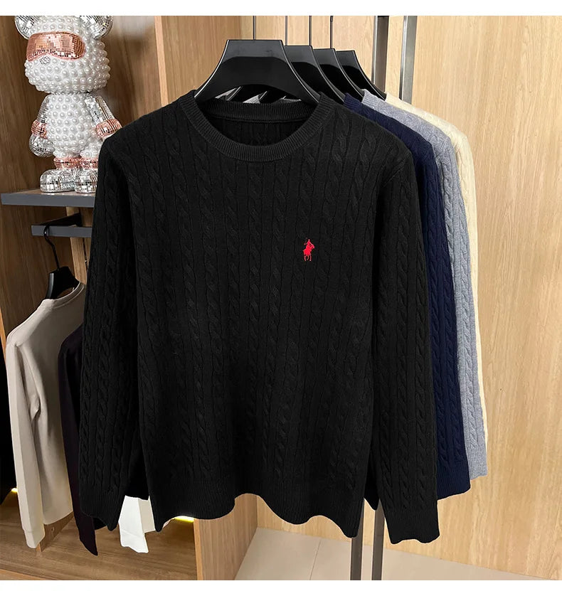 Men's Luxury Pony Embroidery Knit Sweater — Premium Detail Knitwear