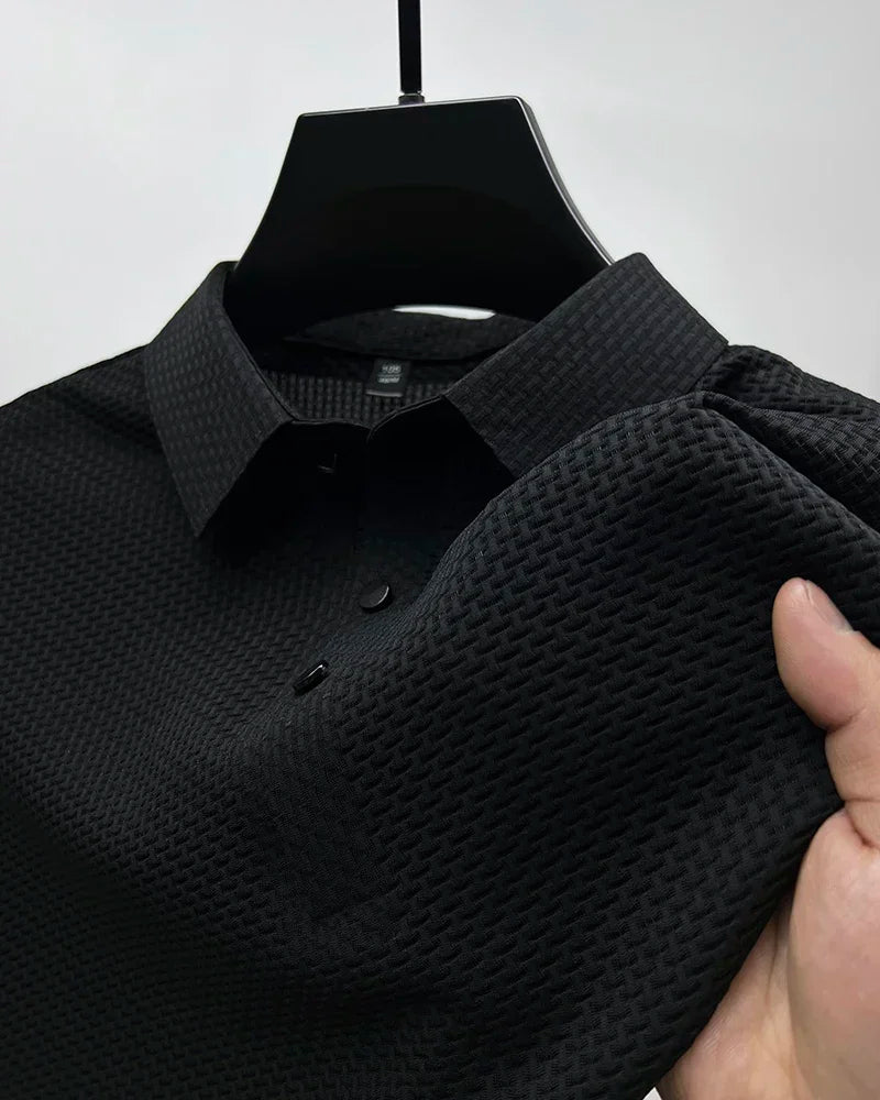 Men's Ice Silk Breathable Polo Shirt — Business Casual Short Sleeve Summer Top