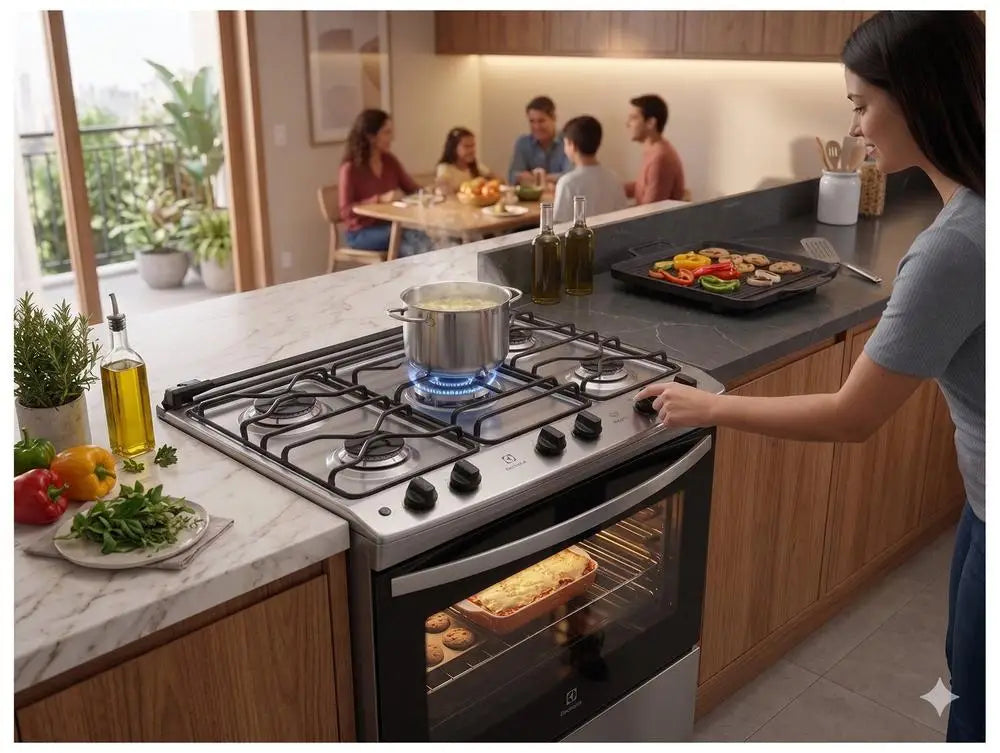 Electrolux 5-Burner Stainless Steel Gas Range – Efficient Inox Grey, Bivolt (FE5IG)