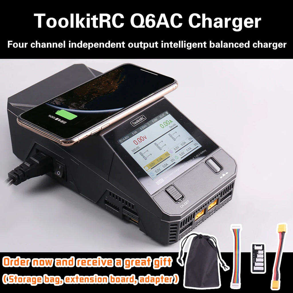 ToolkitRC Q6AC Multi-Chemistry Battery Charger — LiPo, LiFePO4, NiMH & Lead-Acid