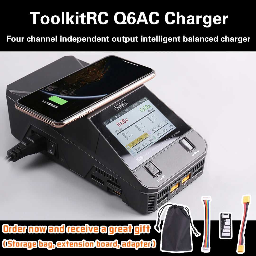ToolkitRC Q6AC Multi-Chemistry Battery Charger — LiPo, LiFePO4, NiMH & Lead-Acid