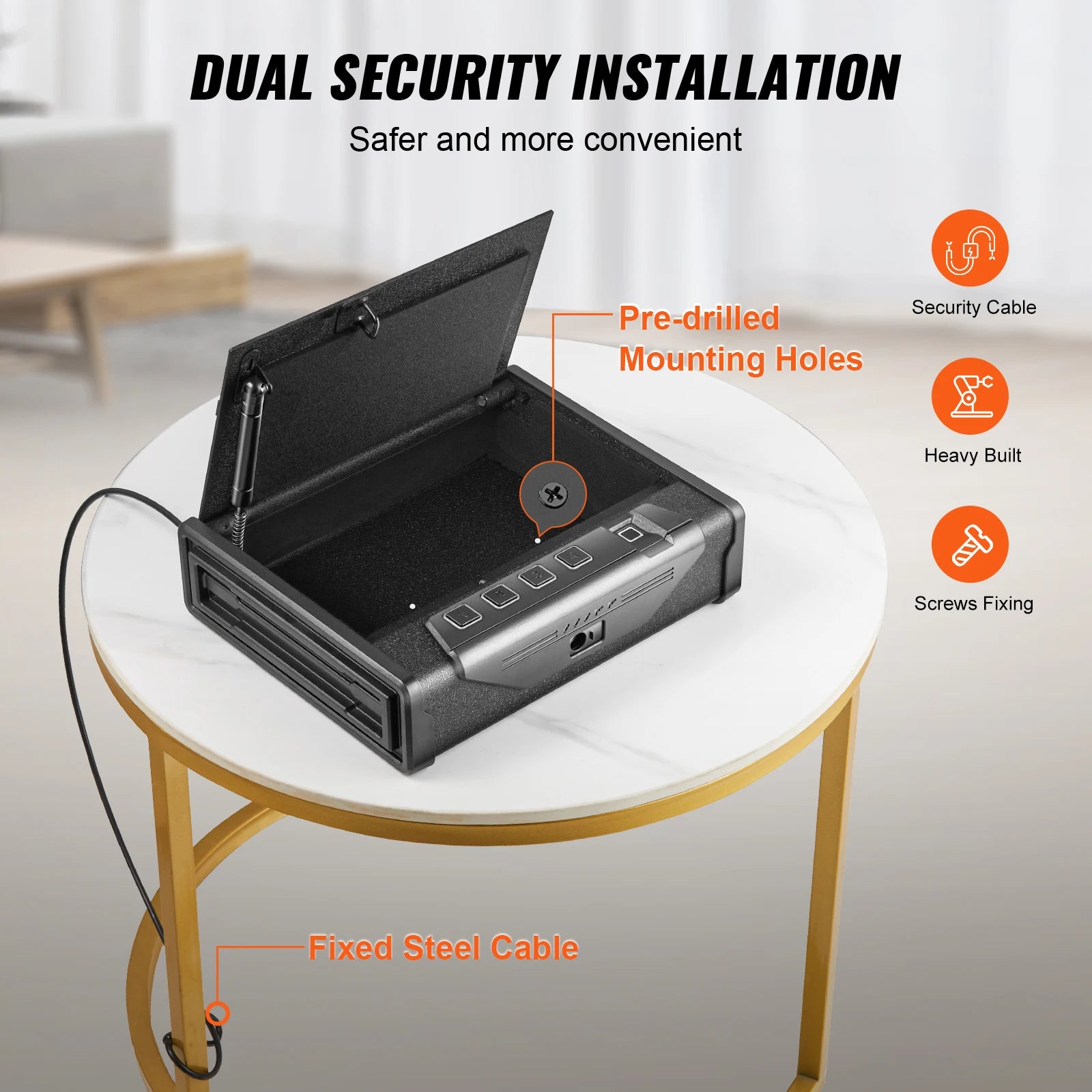 SucceBuy Pistol Safe — Q235 Steel, 3-Way Quick Access, Biometric Fingerprint, LED, Silent Mode