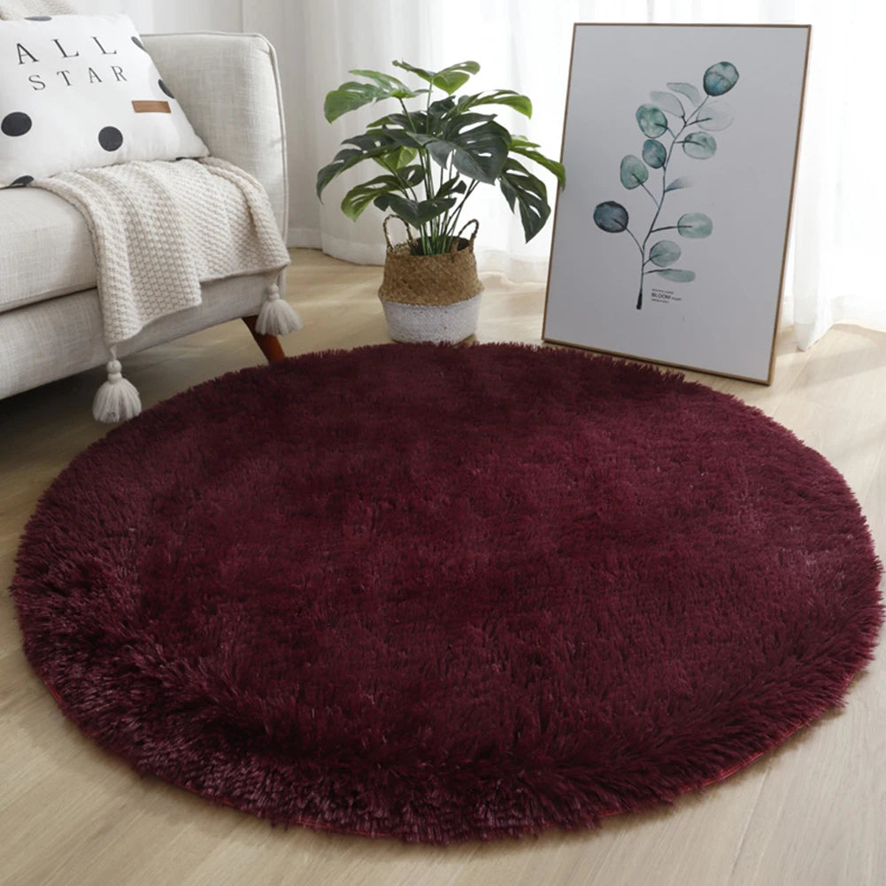 Super Soft Shaggy Area Rug – Anti-Slip 4cm Pile Round Rug for Living Room & Bedroom, 12 Colors & 3 Sizes