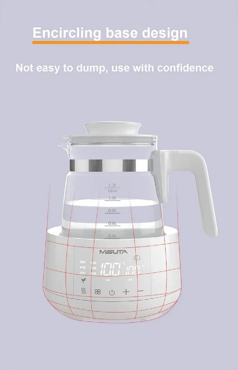 Smart Milk Warmer & Electric Kettle 1200ml — Constant Temperature Baby Bottle Warmer