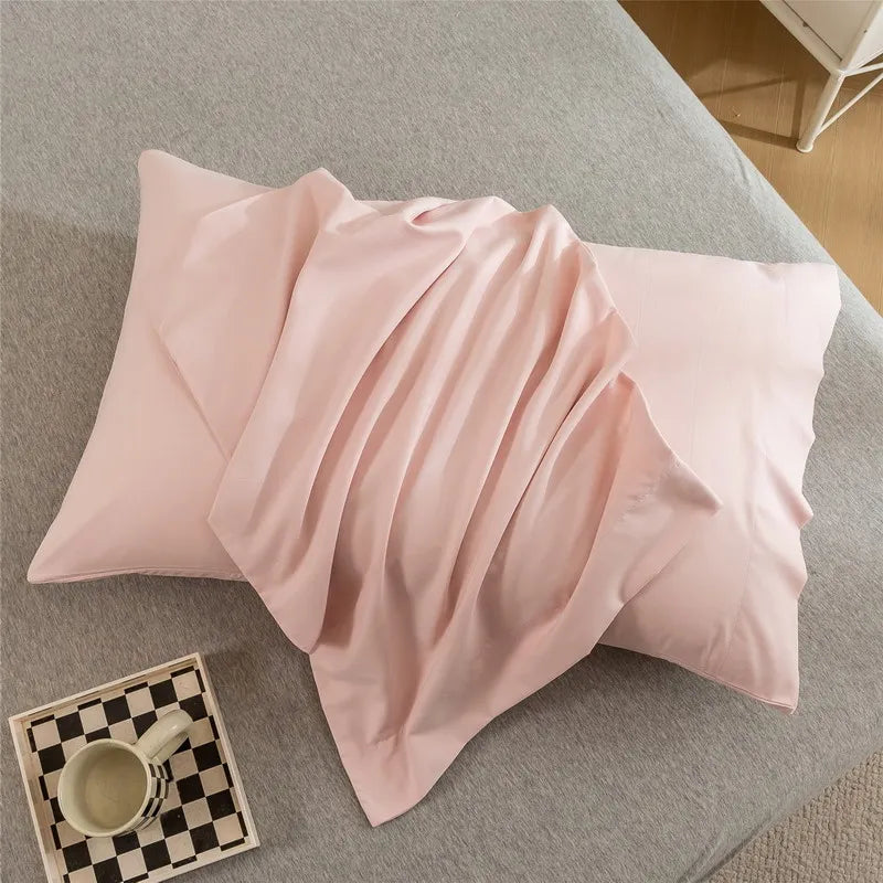 Luxurious Solid Color Pillowcase 2-Pack – Soft Hypoallergenic Pillow Cover, Black, Grey & Pink