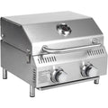 Portable 2-Burner Stainless Steel Propane Grill | 20,000 BTU, Push-Button Ignition, Built-In Thermometer, Outdoor, Camping & RV