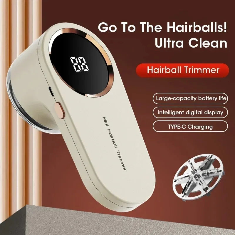 Electric Lint Remover & Fabric Shaver — LED Display, Rechargeable Fuzz & Pill Remover