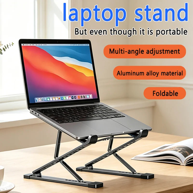 Aluminum Alloy Foldable Laptop Stand | Anti-Slip, Height-Adjustable, Portable, Compatible with MacBook & All Laptops