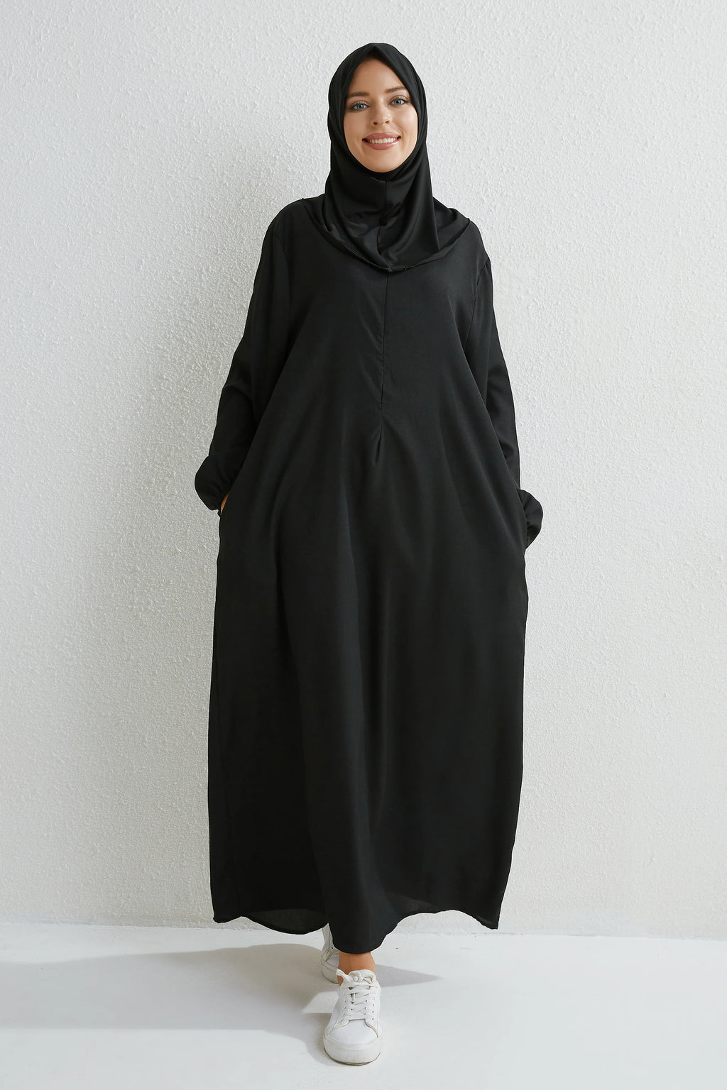 Muslim Floral Printed Full Sleeve Maxi Robe — Loose Modest Long Casual Dress