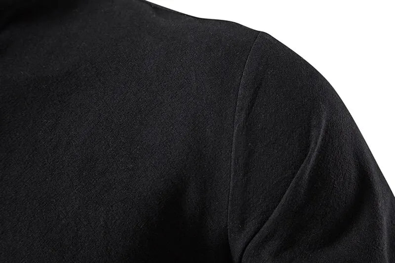 Men's Cotton Linen Drawstring Long Sleeve Shirt — Vintage Casual US Size Top