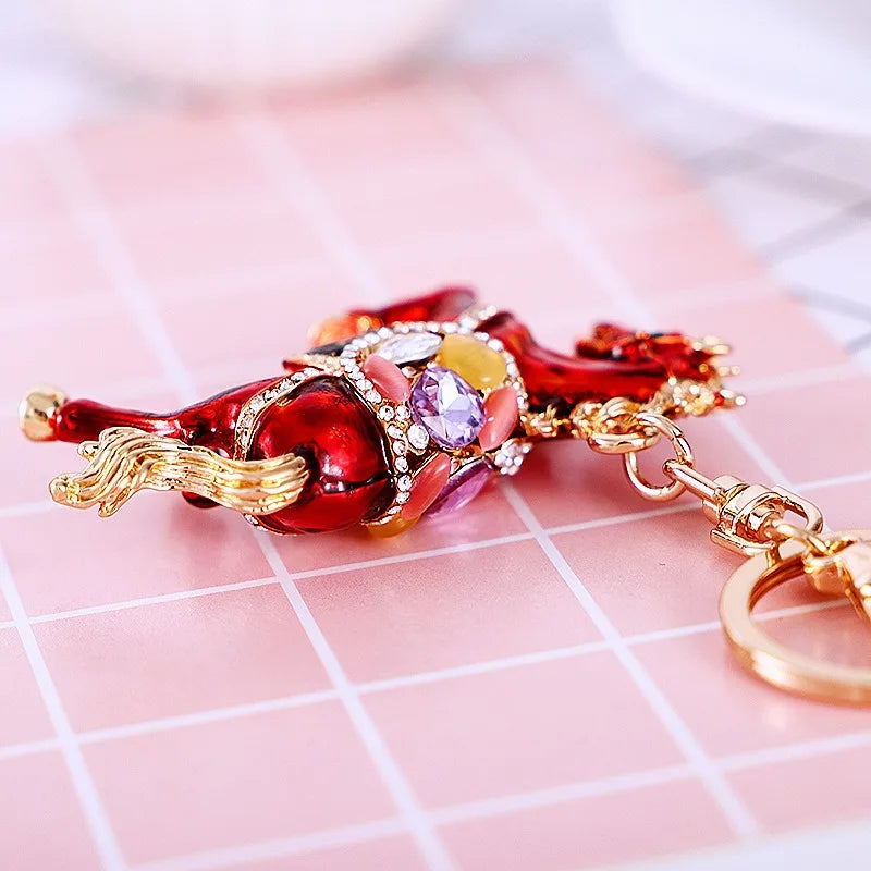 Cute Metal Horse Keychain – Zinc Alloy Bag Pendant Key Ring Gift for Women & Men