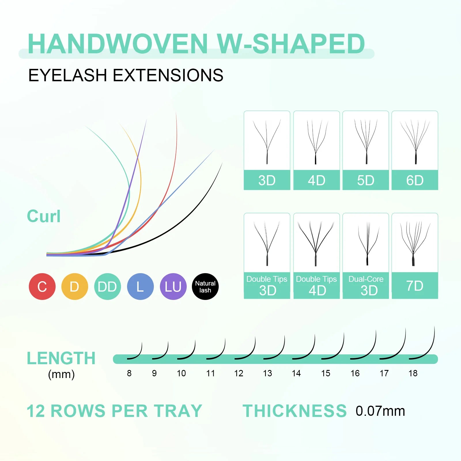 Salon-Perfect Lashes. Every Time. — NAGARAKU W Shape Premade Fan Eyelash Extensions | 3D 4D 5D, C & D Curl, 0.07mm, 8–15mm, Natural Soft Light