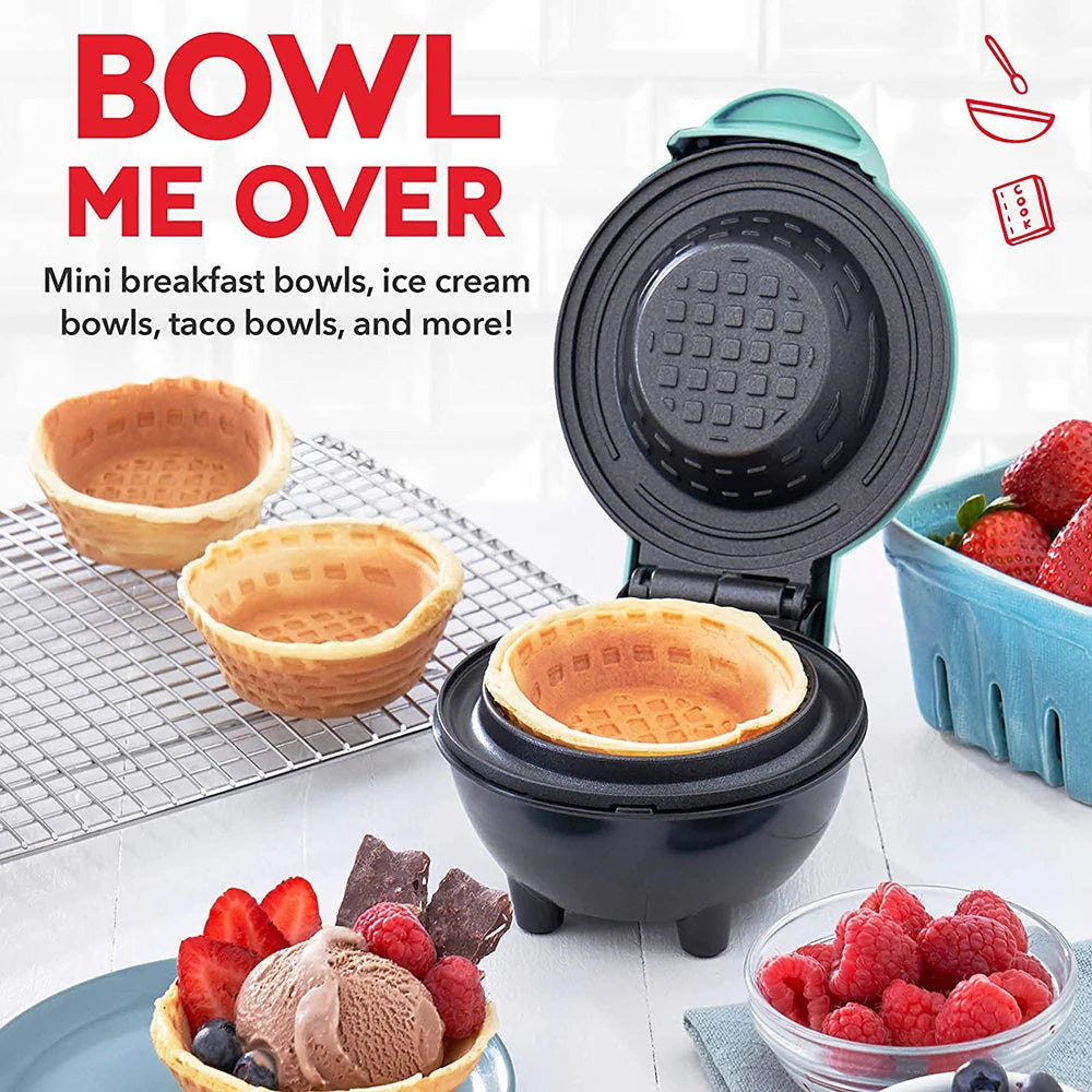 Mini Waffle Bowl Maker — 110V/220V Breakfast Machine for Egg Tart, Ice Cream & Egg Roll
