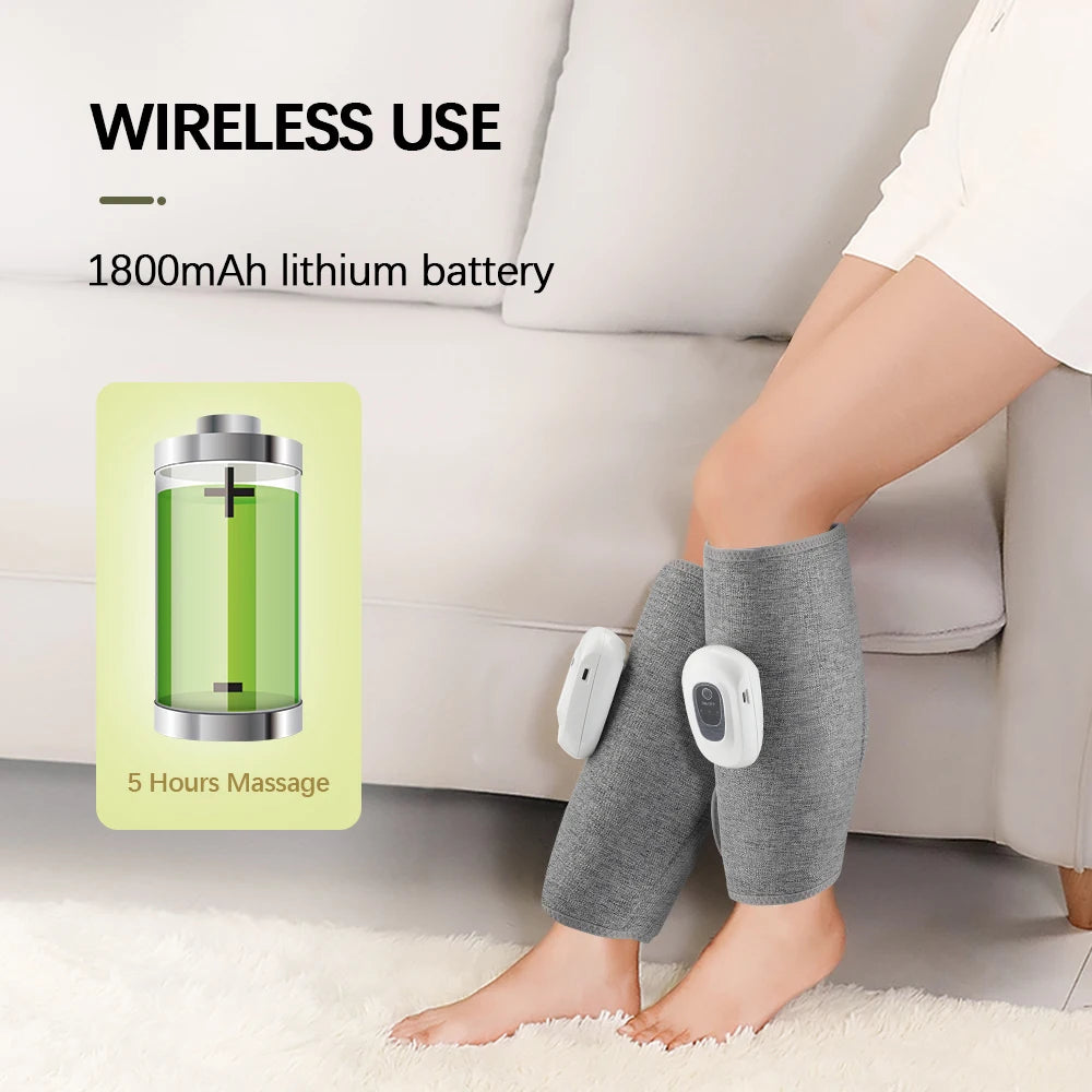 Wireless 360° Air Pressure Calf Massager — 3-Mode Airbag Leg & Foot Circulation Booster