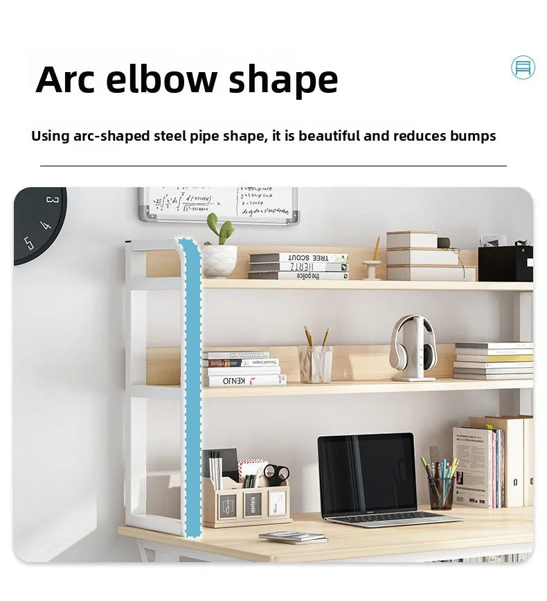 Computer Desk with Integrated Bookshelf — Simple Wood Writing Desk for Small Apartments, Multiple Sizes & Finishes