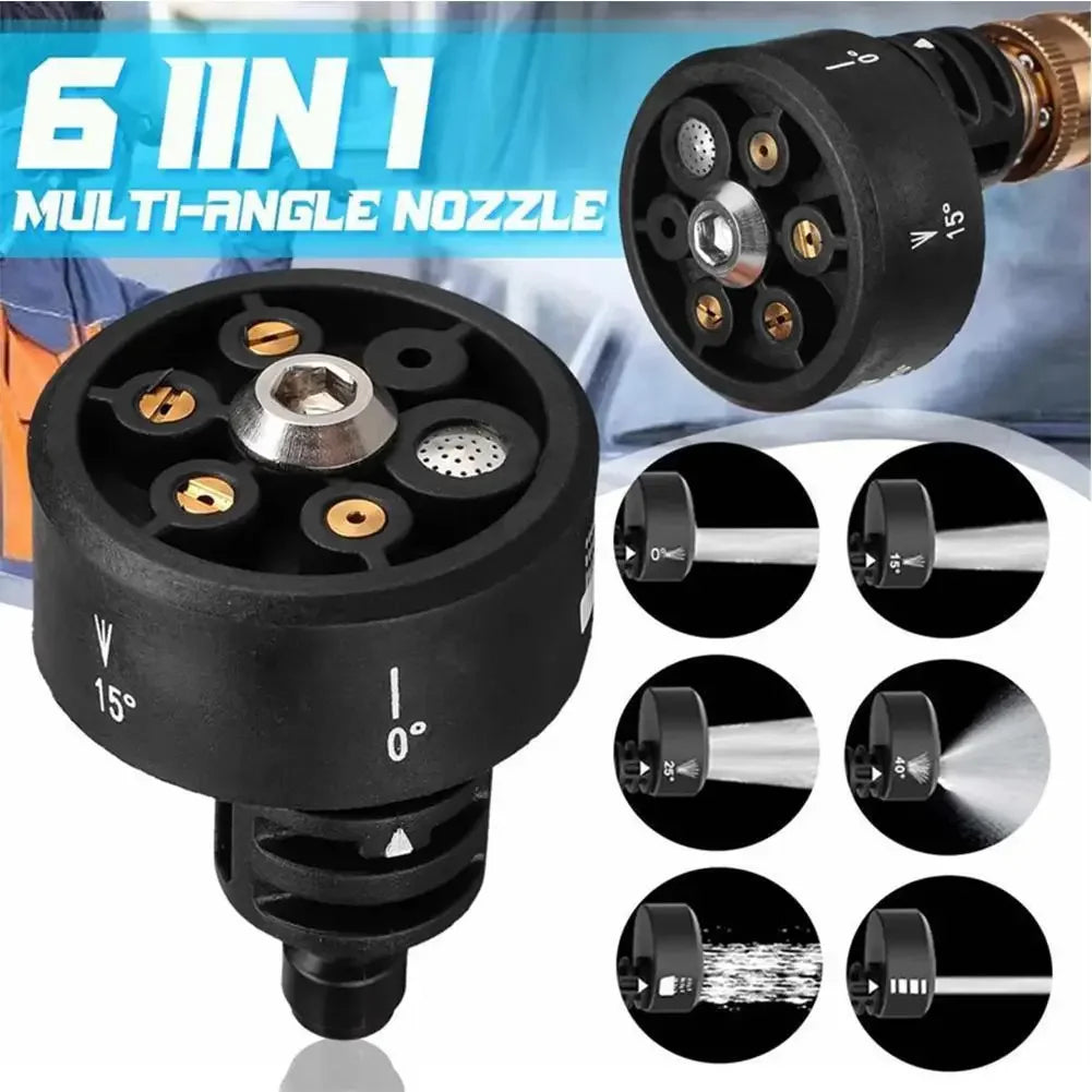 6-in-1 Universal Pressure Washer Nozzle – 1/4" Quick Connect, 200 Bar, Multi-Angle