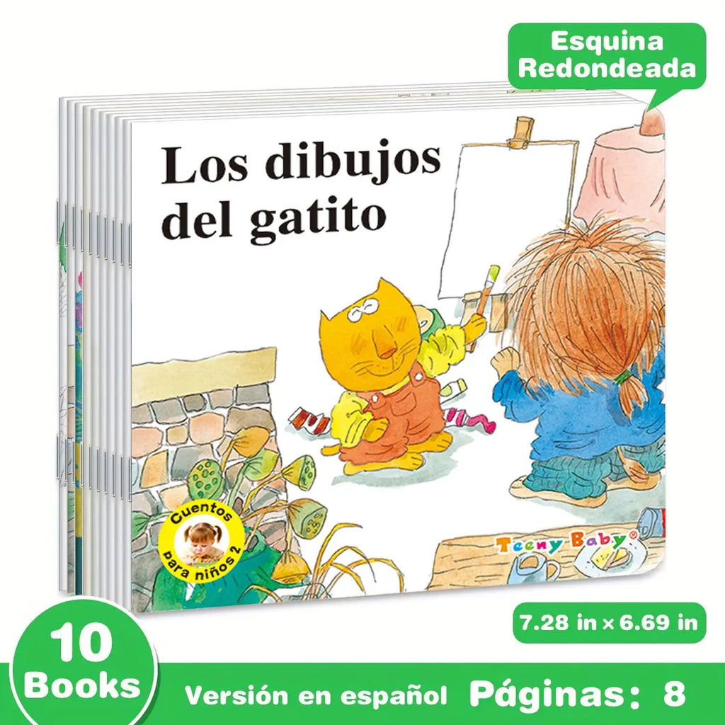1 Set of 10 Spanish Story Book Collection Intellectual Enlightenment Early Knowledge Learning Gift Books