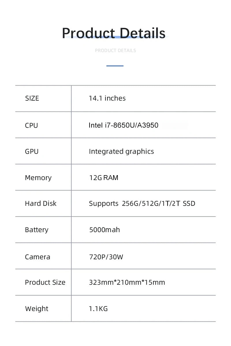 14" Intel Dual-Camera Laptop – 12GB DDR3, Up to 2TB SSD, Wi-Fi 5, Windows 11