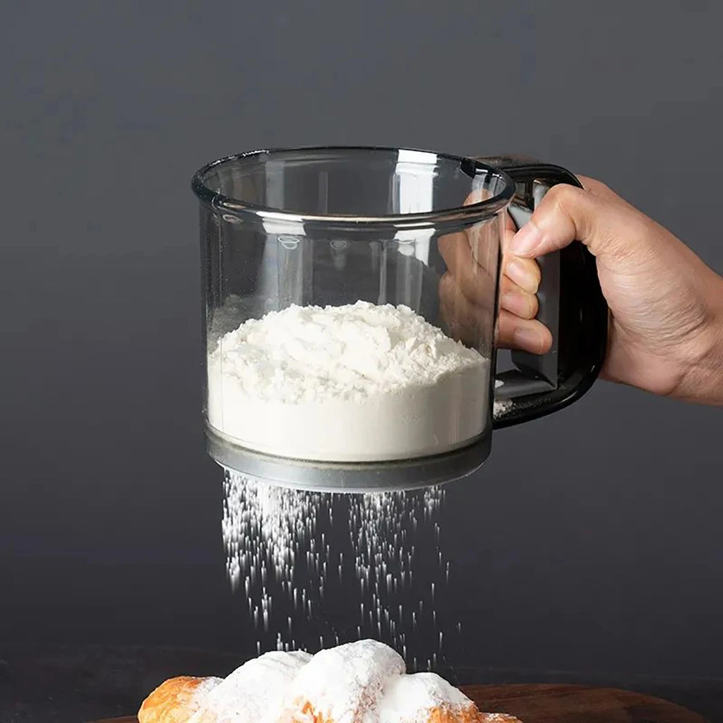 Baking Flour Sieve with Capacity Scale — 40 Mesh Semi-Automatic Kitchen Filter