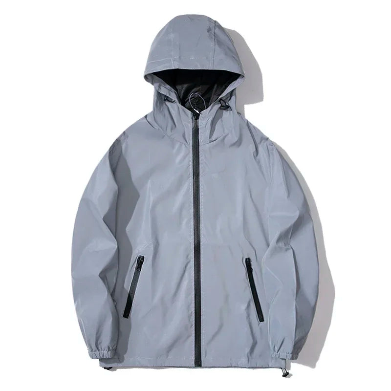 Reflective Luminous Couple Dancer Jacket — Solid Color Polyester Windbreaker