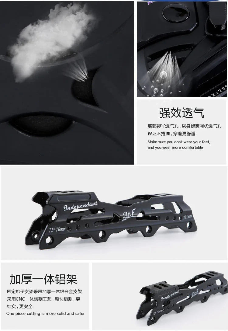 Adult Professional Inline Roller Skates – Single Row Flat Skates for Men & Women