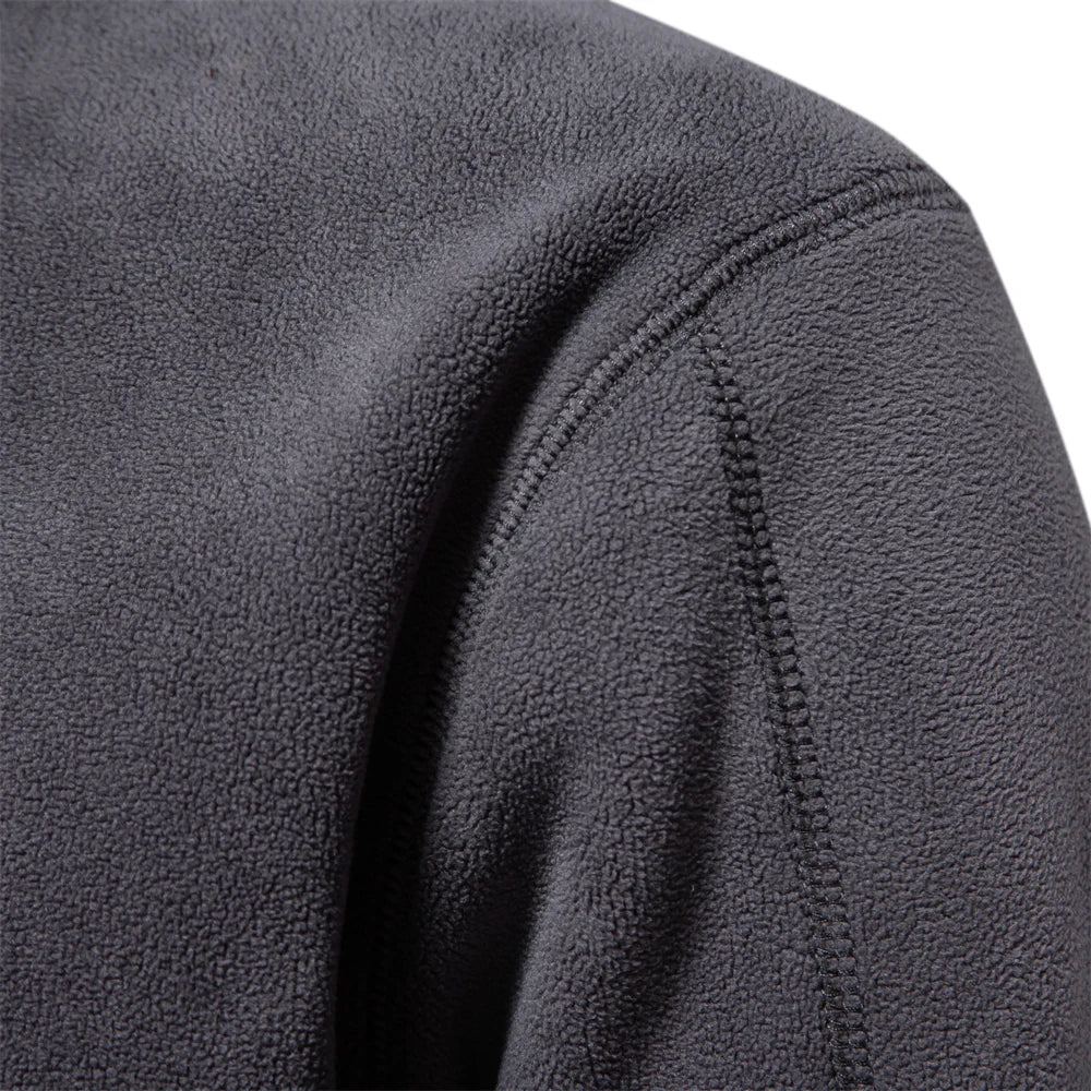 Men's Zip Neck Fleece Pullover Sweatshirt — Quarter-Zip Warm Layering Top