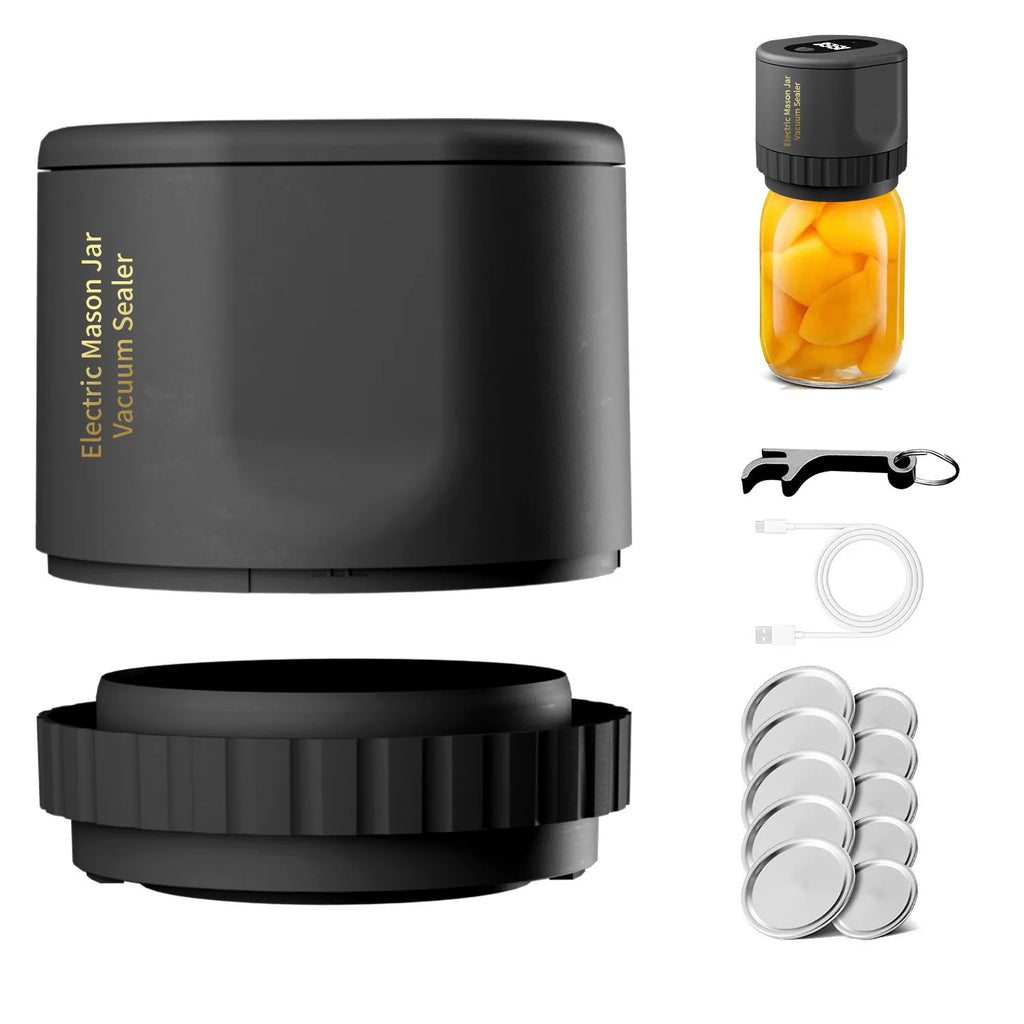 Cordless Electric Mason Jar Vacuum Sealer — Regular & Wide Mouth Food Storage Kit