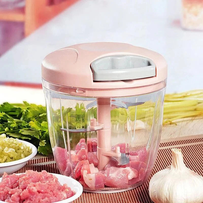 Manual Hand Chopper — 500/900ml Rope Pull Food Processor for Garlic, Onion & Salad