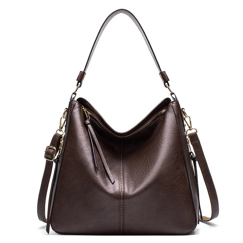 LadyHuarui Vintage PU Hobo Tote Bag – Tassel Patchwork Crossbody Shoulder Handbag for Women